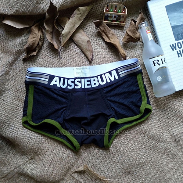 Boxer Aussiebum Hombre Malla Negro Verde 